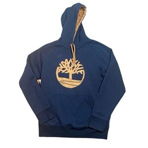 Timberland Youth size Large Blue and Brown Hoodie Logo Unisex‎ Fall School
